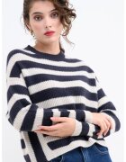 Max&Co. Pulover lejer din casmir - cu dungi - Alb/Bleumarin