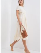 Max&Co. Rochie evazata cu pliuri laterale - Alb murdar