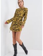 Max&Co. Rochie mini de satin cu prindere cu cordon - Negru/Galben mustar