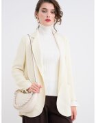 Max&Co. Sacou lejer fara inchidere cu maneci cu insertii elastice - Alb fildes