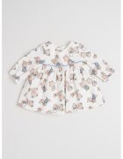 Mayoral Rochie evazata cu model - Alb fildes/Albastru prafuit/Maro deschis