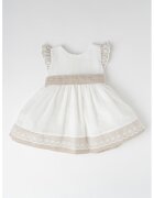 Mayoral Rochie evazata de in cu funda - Alb/Maro taupe