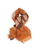 Meli Melo Esarfa eleganta din material texturat cu accente aurii si carouri 65x195 cm