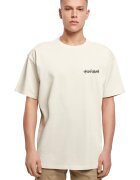 Merchcode Tricou lejer cu decolteu la baza gatului si imprimeu text - Maro nisip