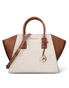 Michael Kors Geanta shopper de piele ecologica cu monograma Atheria - Alb/Maro