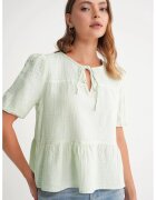Mixray Bluza dama HiCCUP - muselina texturata - decolteu rotund - verde salvie - bumbac