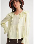 Mixray Bluze dama - HiCCUP - Bluza guler sal - galben chihlimbar - textil