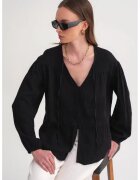 Mixray Camasa dama - bluza cu maneca lunga - croiala relaxata - negru - textil