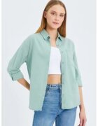 Mixray Camasa dama - camasa cu maneca lunga - buzunar - verde salvie - textil - Verde salvie