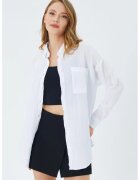 Mixray Camasa dama - camasa oversize - detaliu buzunar - alb - textil