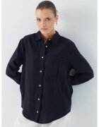 Mixray Camasa dama - camasa relaxata - buzunar - negru - textil