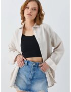 Mixray Camasa dama - poplin oversize - culoare naturala - material textil