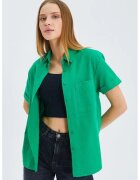 Mixray Camasa dama - poplin Slim Fit cu buzunar - verde - textil