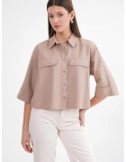 Mixray Camasa dama - scurta din poplin - bumbac - maro camel
