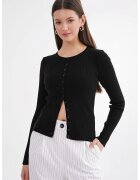 Mixray Cardigan tricotat - slim fit - negru - cu nasturi