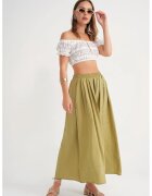 Mixray Fusta maxi talie inalta - snur - verde olive - textil