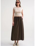 Mixray Fusta - Poplin cu talie inalta - detaliu cu snur - verde kaki