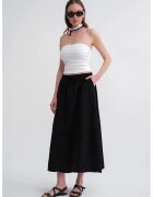 Mixray Fusta - talie inalta - detaliu cu snur - negru - textil