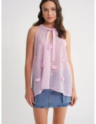 Mixray Maiou cu volane - decolteu in V - roz pudra - textil