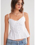Mixray Maiou dama - Bluza cu guler in forma de inima si nasturi - alb - textil