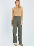 Mixray Pantaloni dama - catifea - talie inalta - croiala dreapta - catifea - verde kaki -