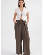 Mixray Pantaloni dama Palazzo plisati - Kaki