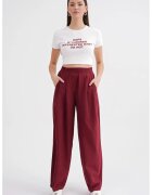 Mixray Pantaloni dama - Straight Fit - rosu burgundy - textil