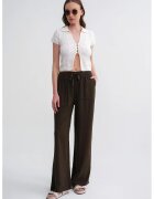 Mixray Pantaloni dama - talie elastica - croiala dreapta - verde kaki - textil