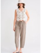 Mixray Pantaloni salwar bej din bumbac si viscoza cu buzunare