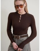 Mixray Pulover dama - guler rotund - maro cafeniu - tricot