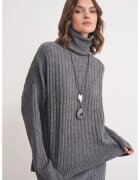 Mixray Pulover dama - oversize - gri inchis - tricot -
