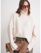 Mixray Pulover dama - oversize - guler inalt - alb - tricot - One Size