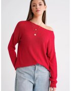 Mixray Pulover dama - oversize - rosu - tricot - One Size