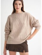 Mixray Pulover dama - tricot striat - model impletit - bej natural -