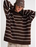 Mixray Pulover dama - tricotat - dungi - maro cafea -