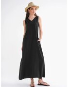 Mixray Rochie Maxi - fara maneci - decolteu in V - negru - textil