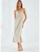 Mixray Rochie Midi - Decolteu in V - Slit - Stone Natural - Textil