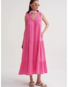 Mixray Rochie Midi - fara maneci - decolteu in V - roz aprins - bumbac