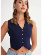 Mixray Vesta dama - Scurta - Decolteu in V - Albastru marin - Tricot -