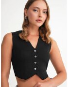 Mixray Vesta scurta - cu nasturi - decolteu in V - negru - tricot -