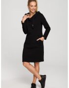 MOE Rochie cu gluga \ Bumbac - Ecru - Negru