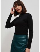 MOODO Bluza ajustata din tricot cu dungi - cu maneci lungi - neagra - Negru