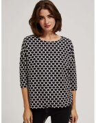 MOODO Bluza alba si bleumarin cu model geometric - Alb