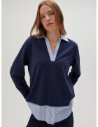 MOODO Bluza albastra inchis cu guler - Bleumarin