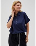 MOODO Bluza cu guler maneci scurte - Bleumarin