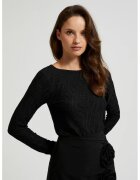 MOODO Bluza neagra ajustata cu decolteu in barca - Negru