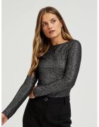 MOODO Bluza stralucitoare neagra cu maneci lungi - Negru