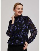 MOODO Camasa cu model floral neagra - Negru
