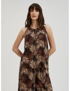 MOODO Camasa neagra cu imprimeu tropical si decolteu legat - Negru