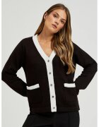 MOODO Cardigan negru cu butoane decorative si maneci lungi - Negru